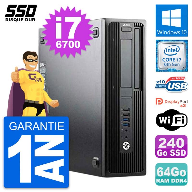 HP WorkStation Z240 SFF - Intel Core i7-6700, 64GB RAM, 240GB SSD, Windows 10