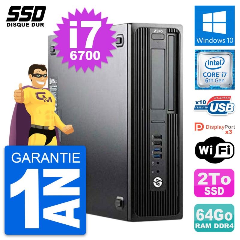 HP WorkStation Z240 SFF - Intel Core i7-6700, 64GB RAM, 2TB SSD, Windows 10, Wifi