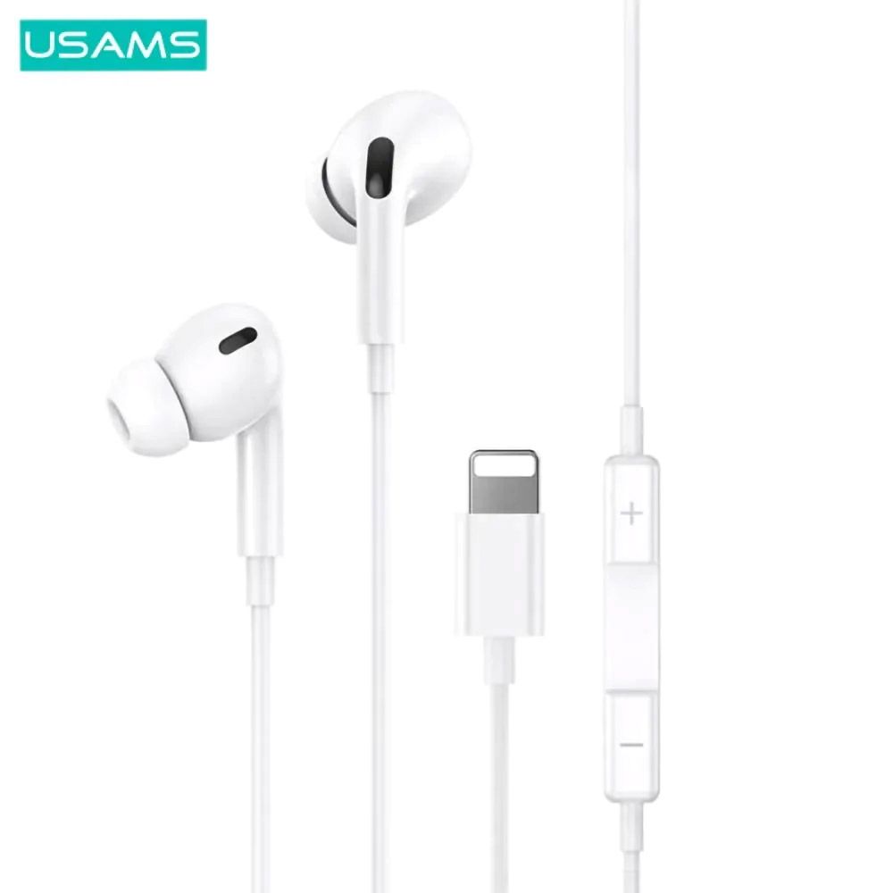 Usams Stereo Kit, White, Lightning Connector for iPhone 7