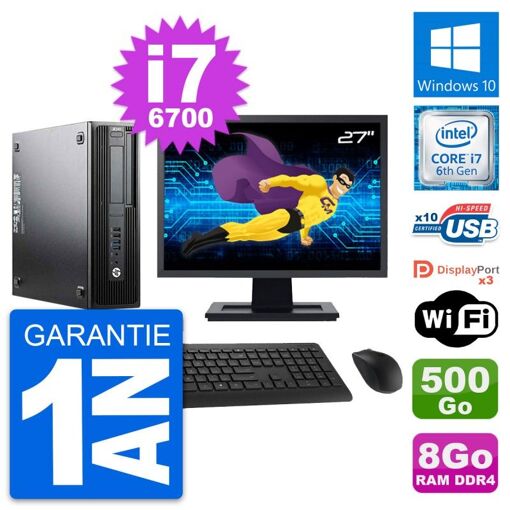 Computadora de escritorio HP Z240 SFF | Pantalla de 27 pulgadas | Procesador Intel Core i7-6700 | 8 GB de RAM | 500 GB de almacenamiento | Windows 10