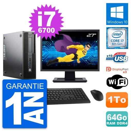 Computadora de escritorio HP Z240 SFF - Pantalla de 27'', Procesador Intel Core i7-6700, 64GB de RAM, 1TB de almacenamiento, WiFi