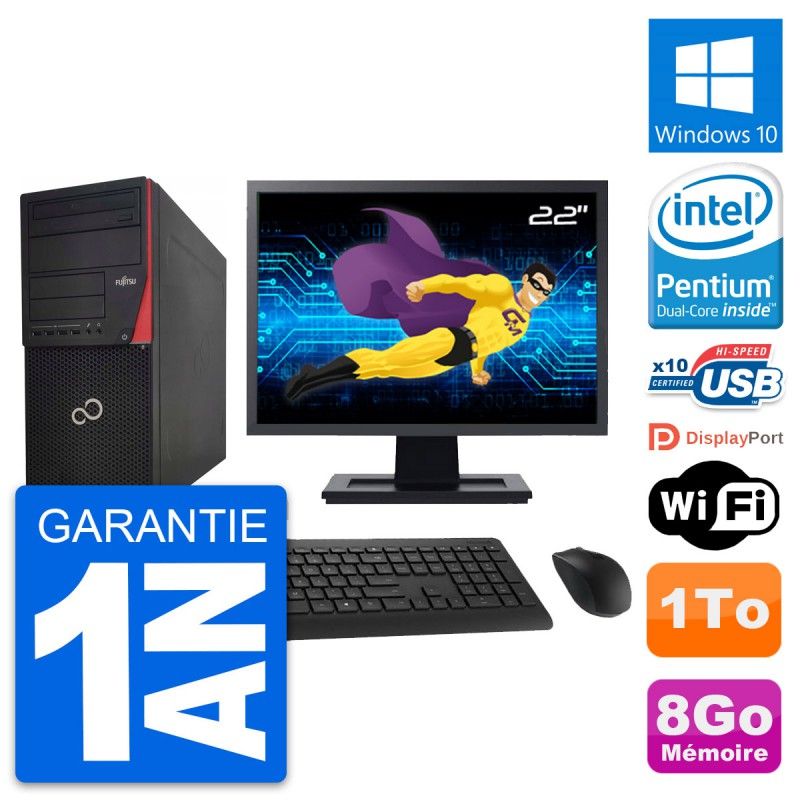 Fujitsu P920 22-Inch PC Tower - Intel G3220, 8GB RAM, 1TB HDD, Windows 10, WiFi