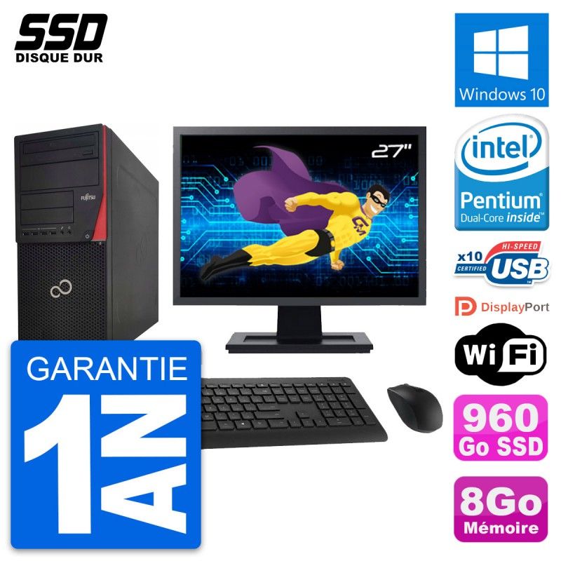 Fujitsu P920 27-Inch All-in-One PC - Intel G3220, 8GB RAM, 960GB SSD, Windows 10
