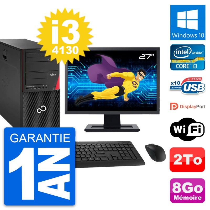Fujitsu P920 27-Inch PC Tower - Intel i3-4130, 8GB RAM, 2TB HDD, Windows 10, WiFi