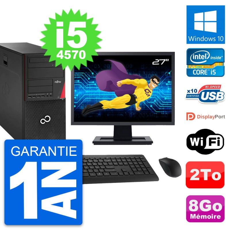 Fujitsu P920 27-Inch PC Tower - Intel i5-4570, 8GB RAM, 2TB HDD, Windows 10, WiFi