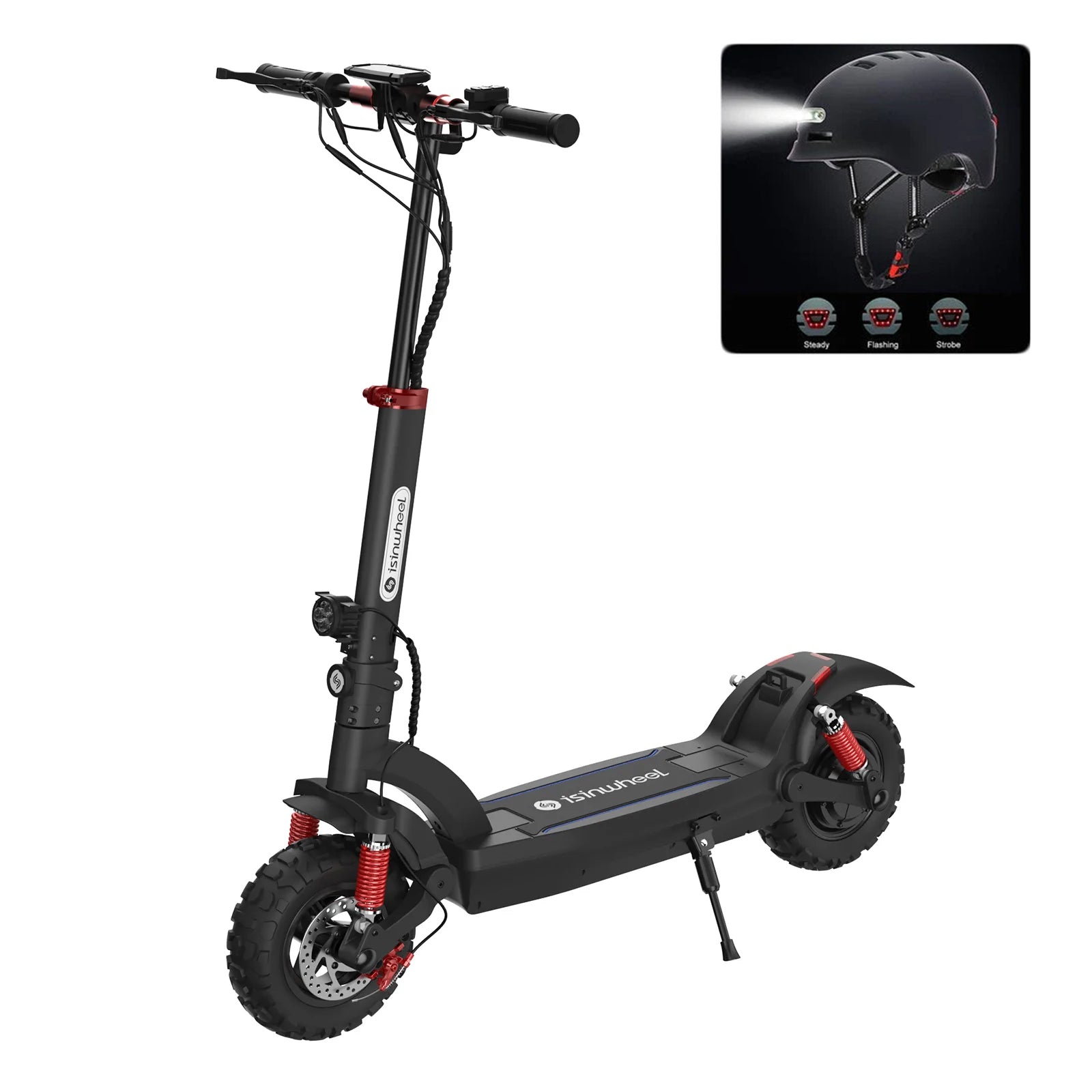 isinwheel® GT2/GT1 Trottinette électrique tout terrain 1200W pour adultes et adolescents - GT2 Avec casque noir  €578.99