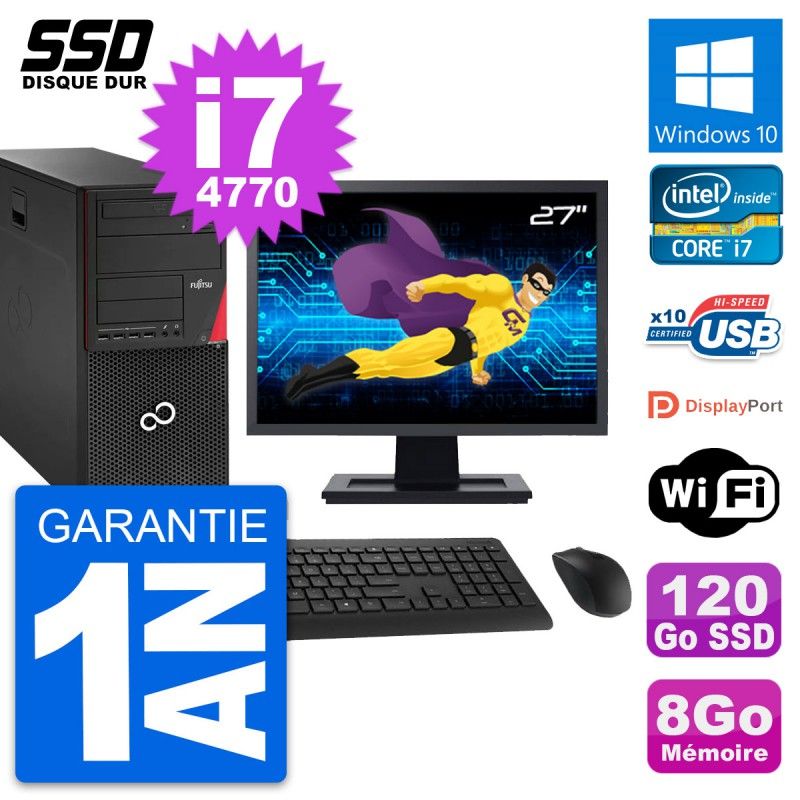 Fujitsu P920 27" All-in-One PC - Intel i7-4770, 8GB RAM, 120GB SSD, Windows 10, WiFi