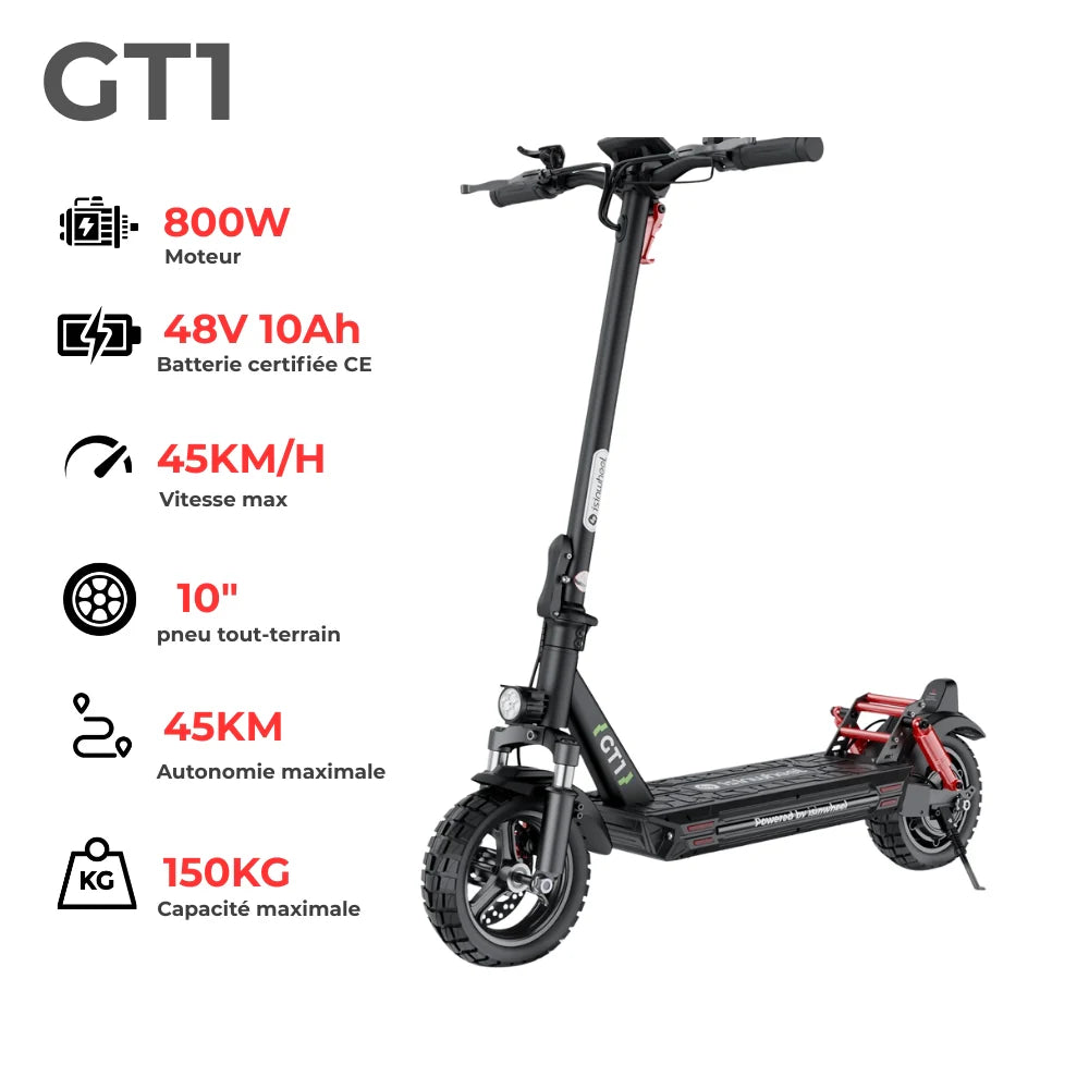 isinwheel® GT2/GT1 Trottinette électrique tout terrain 1200W pour adultes et adolescents - GT1 800W 45KM  €398.99