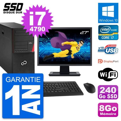 PC de torre Fujitsu P920 de 27 pulgadas - Intel i7, 8 GB de RAM, 240 GB SSD, Windows 10