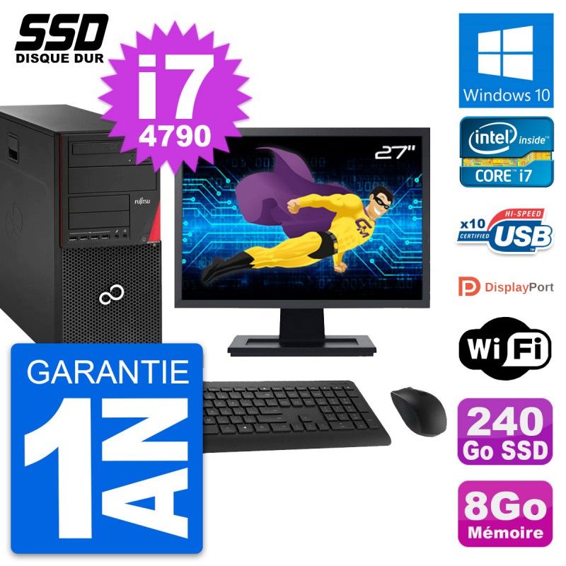 Fujitsu P920 27-Inch Tower PC - Intel i7, 8GB RAM, 240GB SSD, Windows 10