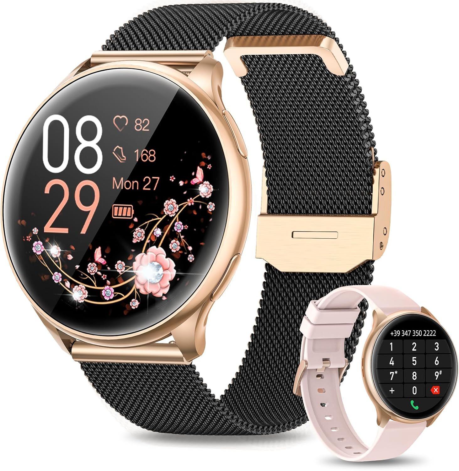 Spider Instinct Women's Smartwatch with Bluetooth Calls 5.1/Numbering, IP68 Female Functions/Heart Rate/Sleep/19 Sports Modes/Music Player/Podometer Android Ios