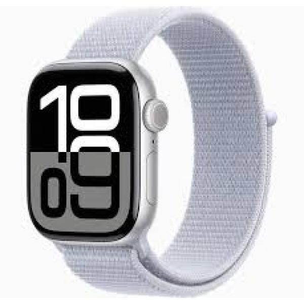 Apple Watch Series 10, 46mm OLED, Digital, Silver Case, Denim Sport Band, GPS & Wifi (Satellite)