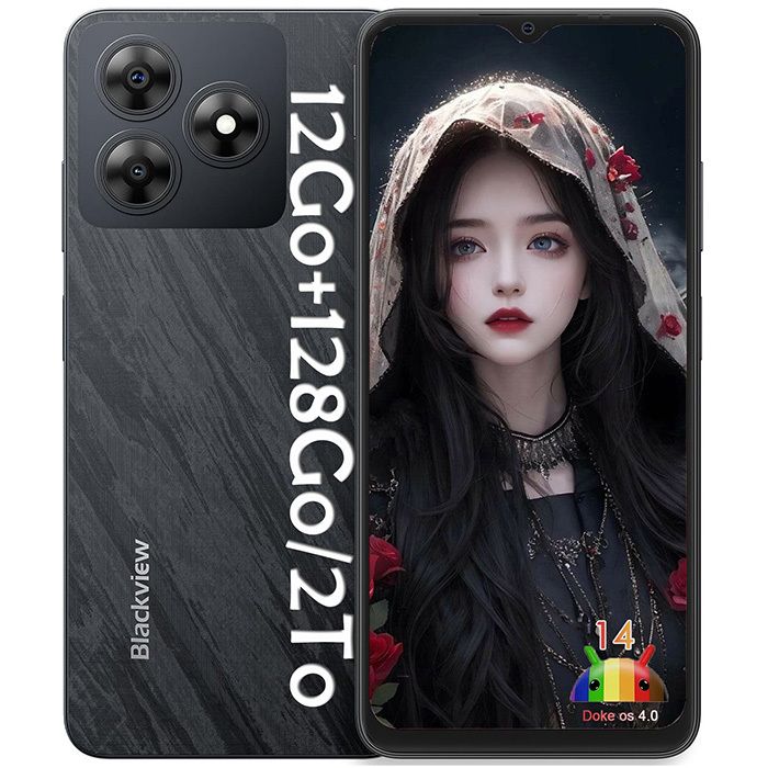 Blackview WAVE 8 6.56" Smartphone, 12GB+128GB, 4G Android 14, Dual SIM - Black