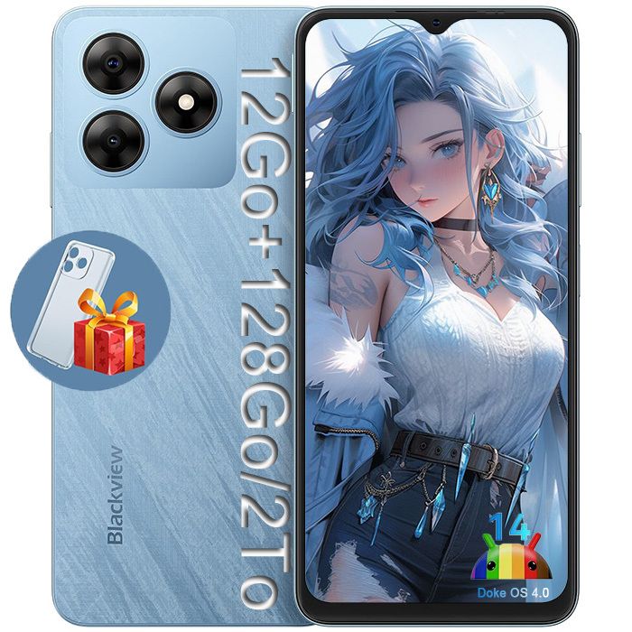 Blackview WAVE 8 6.56" Smartphone - 12GB+128GB, 2x 13MP Cameras, 5000mAh Battery, Android 14