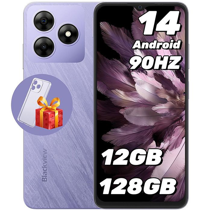 Blackview WAVE 8 - 6.56" Smartphone, 12GB RAM + 128GB, Dual SIM, 4G, Android 14, Violet