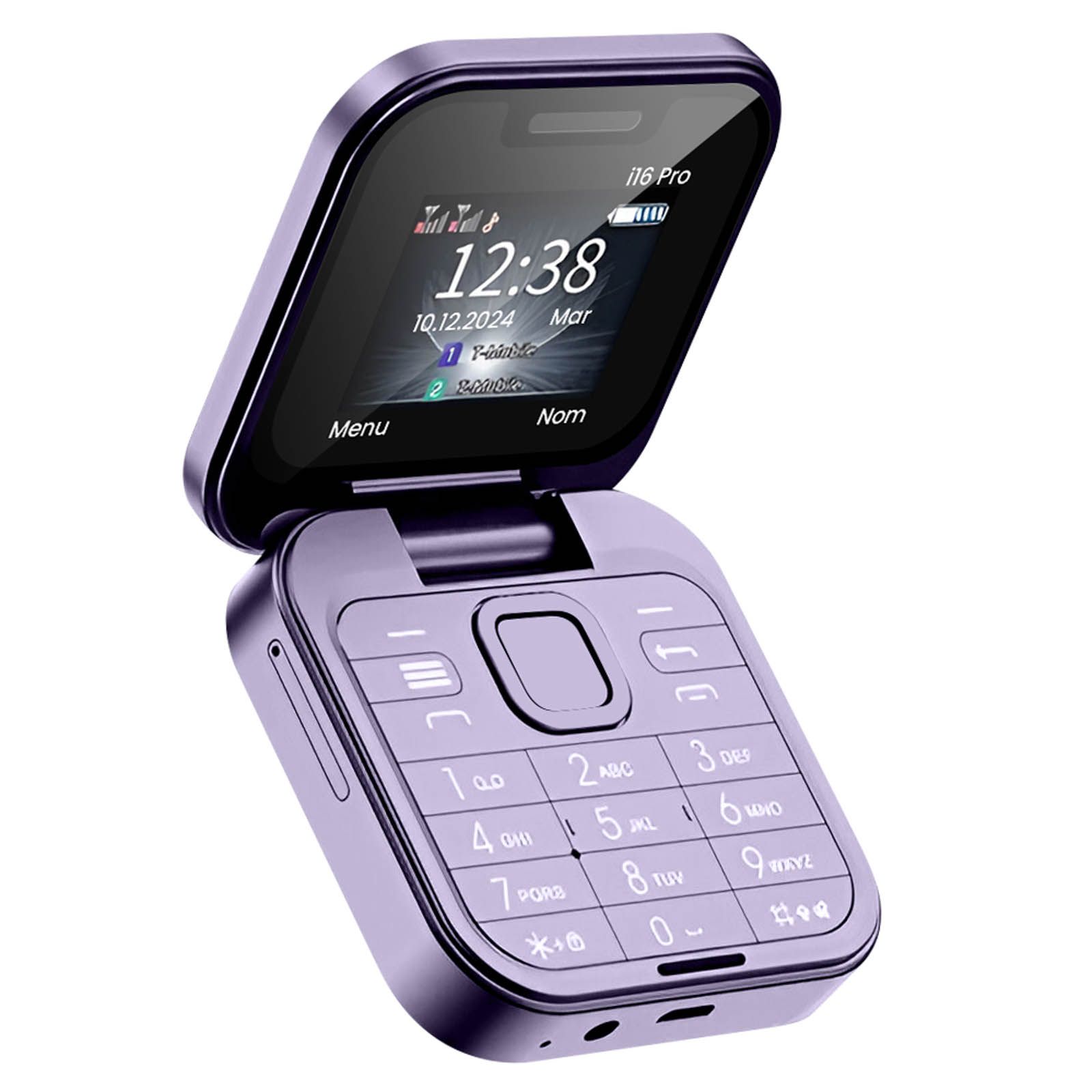 Avizar Foldable Phone i16 Pro, Dual SIM, FM Radio, 1000mAh Battery, Purple