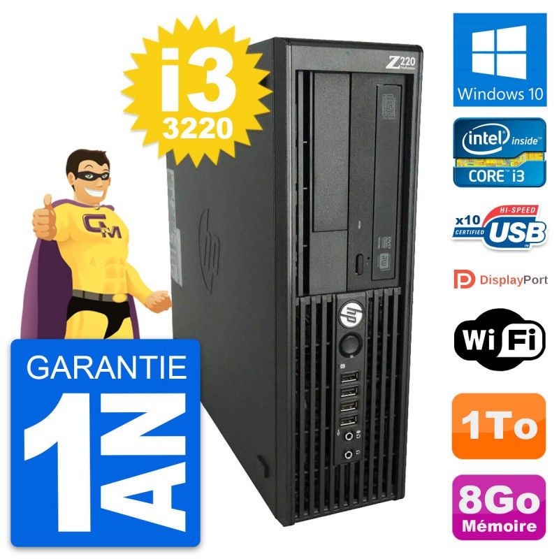 HP WorkStation Z220 SFF Core i3-3220 8GB RAM 1TB HDD Windows 10 WiFi