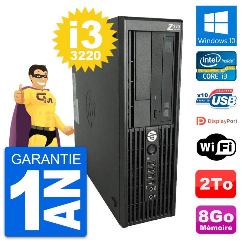 HP WorkStation Z220 SFF Core i3-3220 8GB RAM 2TB HDD Windows 10 WiFi