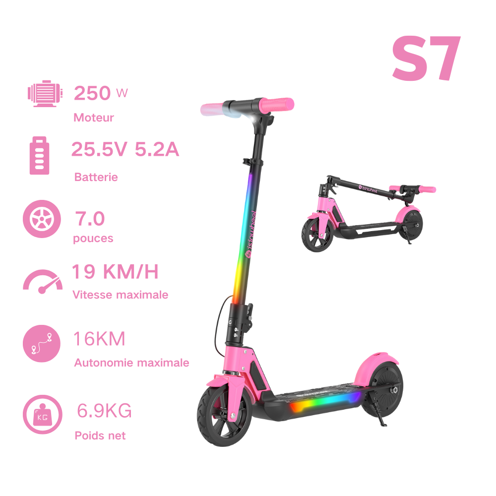 Trottinette électrique iSinWheel S4/S7 / iK1S - Rose S7 / 1 pièce