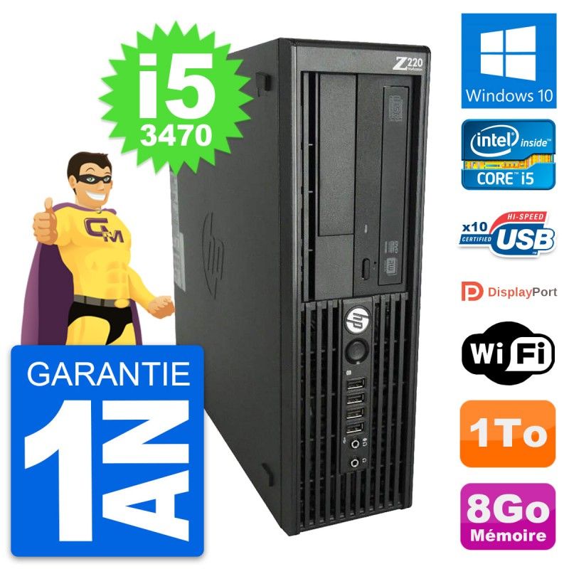 HP WorkStation Z220 SFF Core i5-3470 8GB RAM 1TB HDD Windows 10 WiFi