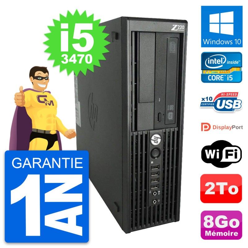HP WorkStation Z220 SFF Core i5-3470 8GB RAM 2TB HDD Windows 10 WiFi