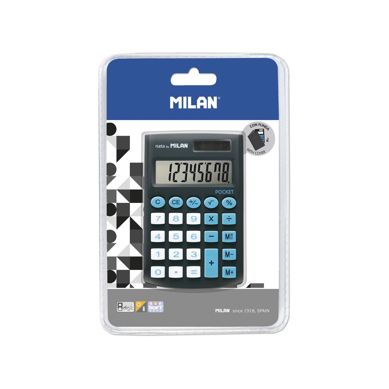 Pocket Calculator - Black - 8-Digit - With Protection Case - Milan