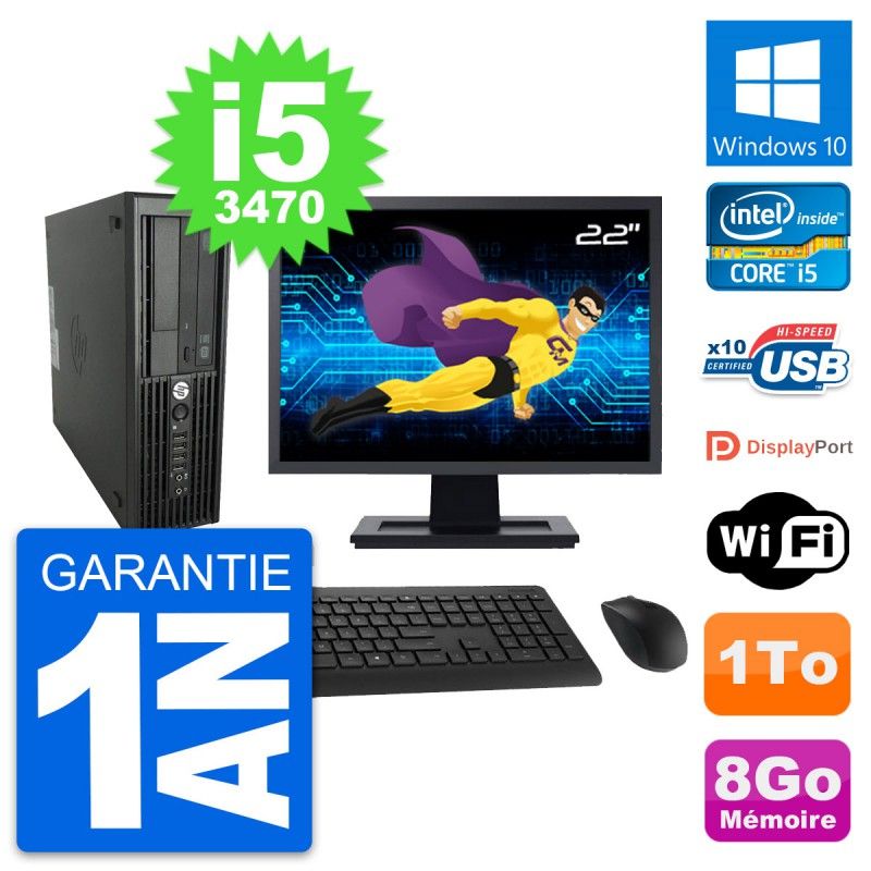 HP WorkStation Z220 SFF Computer - 22" Screen, i5-3470, 8GB RAM, 1TB HDD, Windows 10, WiFi