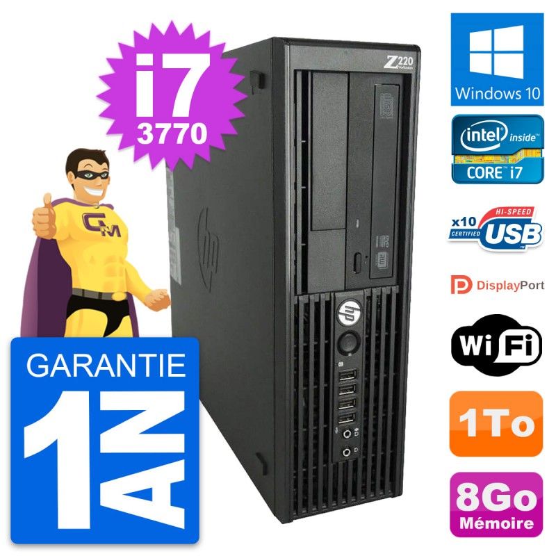 HP WorkStation Z220 SFF Core i7-3770 8GB RAM 1TB HDD Windows 10 WiFi