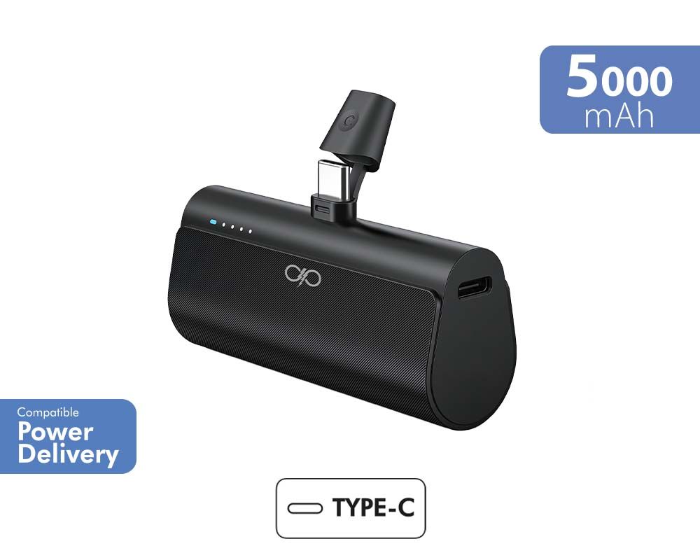 Force Power 5000mAh PD 20W USB-C Power Bank with LED Indicators - Black