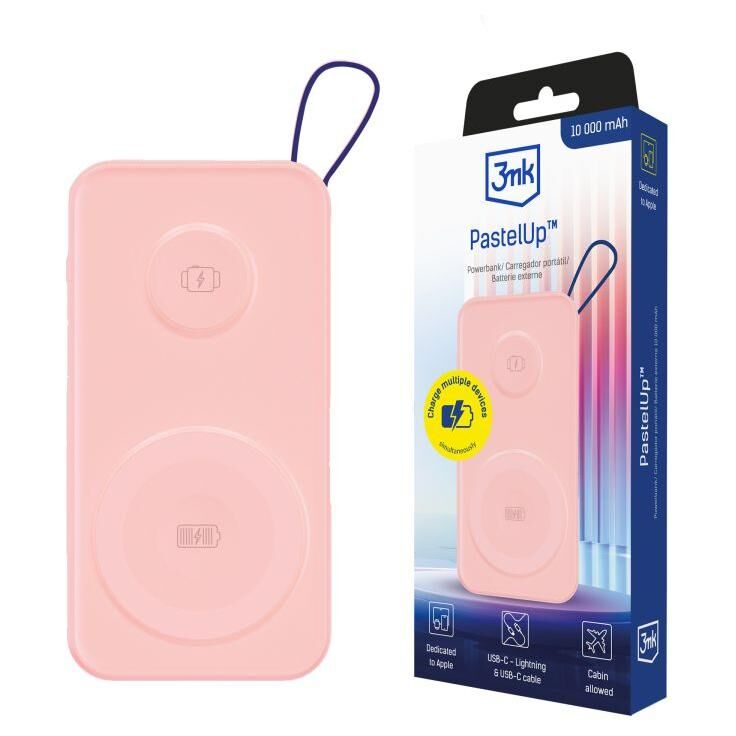 3mk Pastelup 10000 Mah Recharge Sans Fil Rose