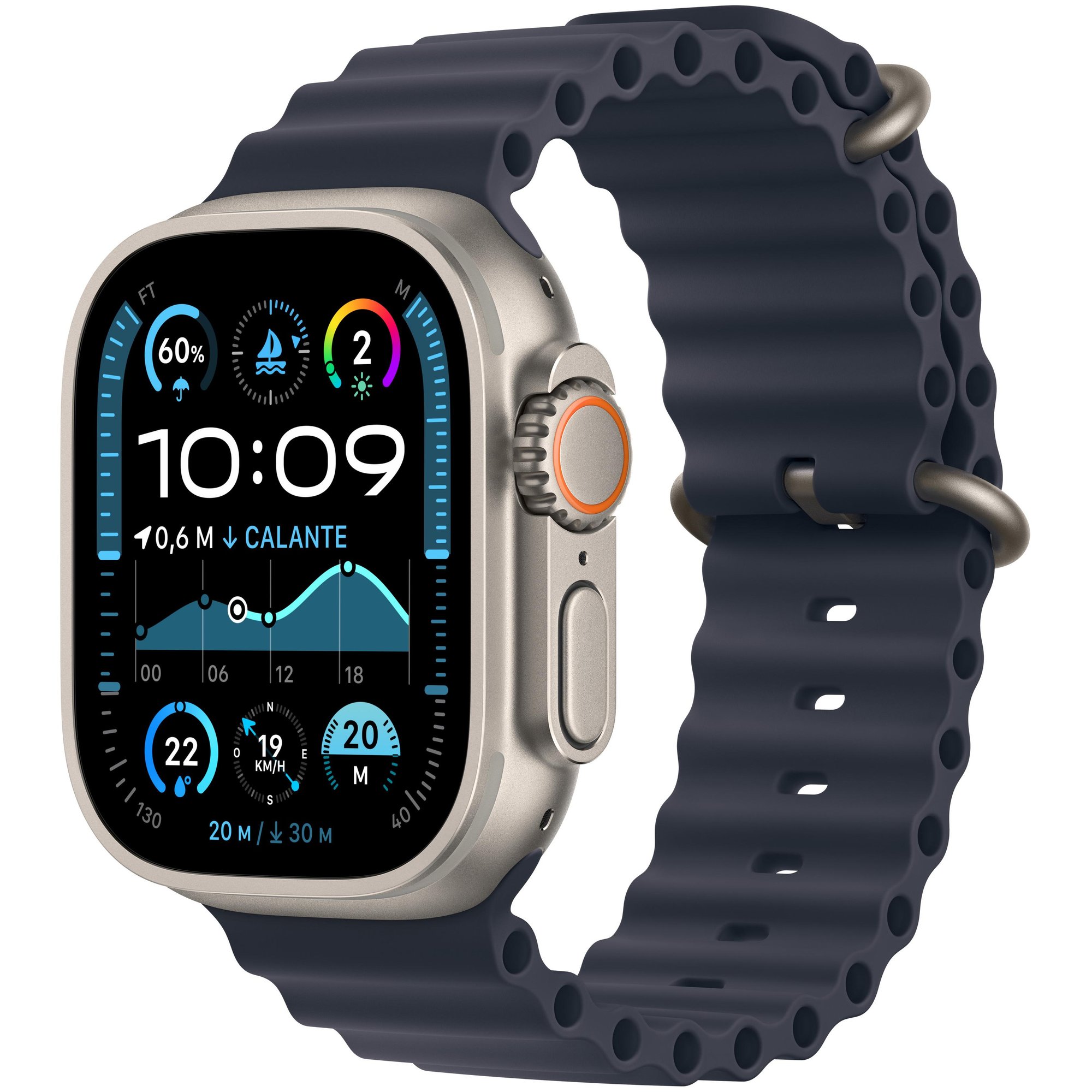 Apple Watch Ultra 2, 49mm, Digital, OLED Display, 4G, Titanium Case, GPS & Satellite, Navy Ocean Band