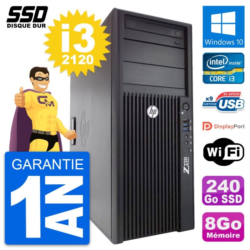 HP WorkStation Z220 Intel Core i3-3220 8GB RAM 240GB SSD Windows 10 Wifi