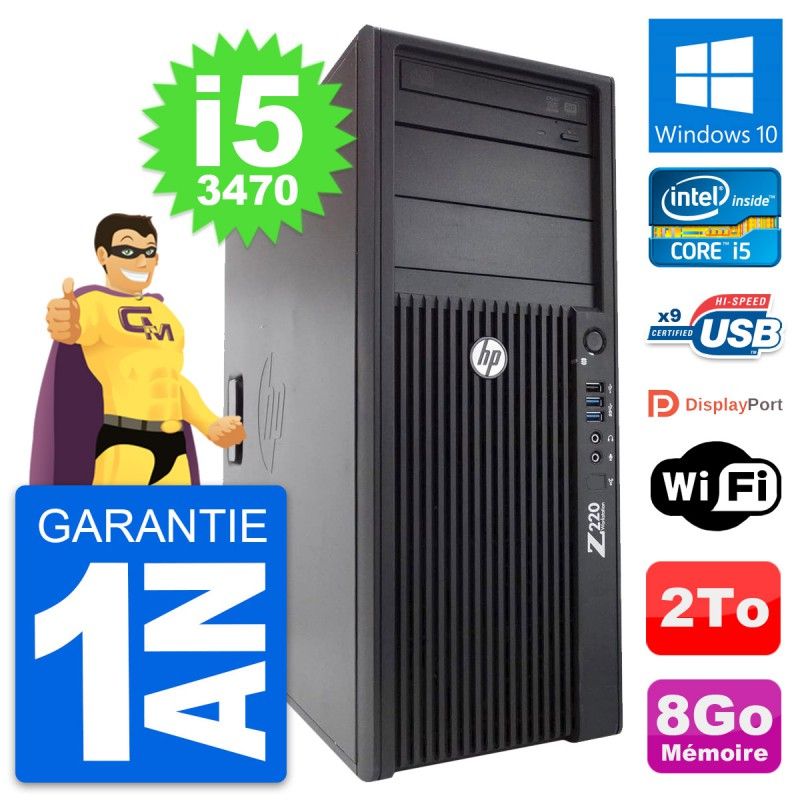 HP WorkStation Z220 Intel i5-3470 8GB RAM 2TB HDD Windows 10 WiFi