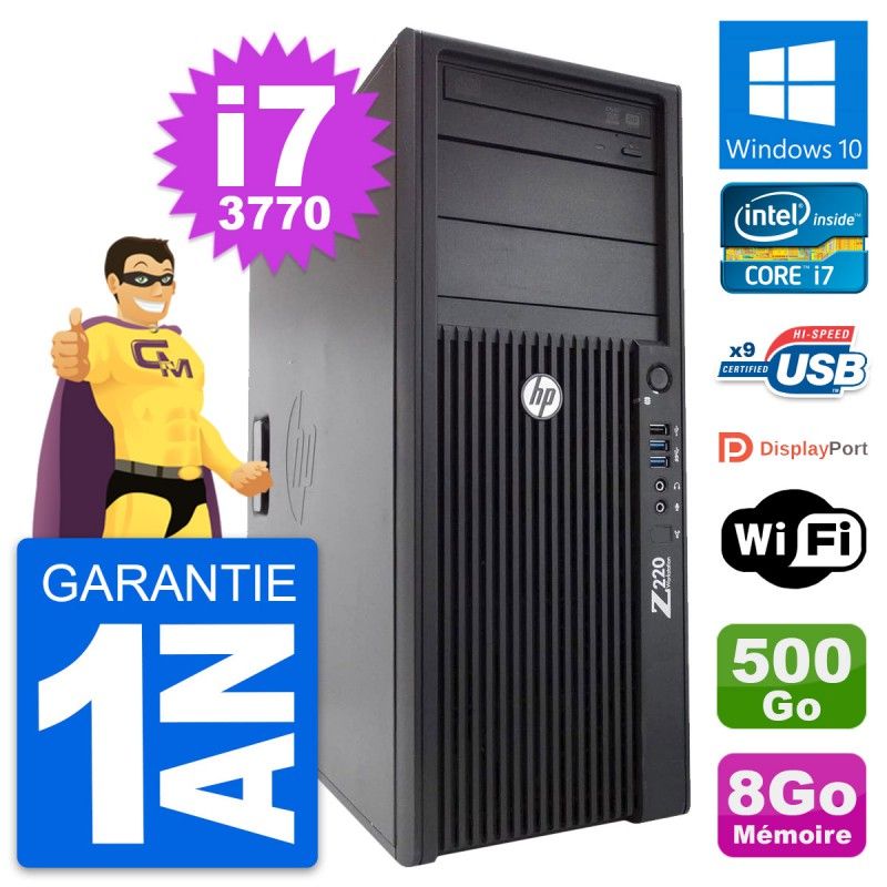 HP WorkStation Z220 Core i7-3770 8GB RAM 500GB HDD Windows 10 WiFi