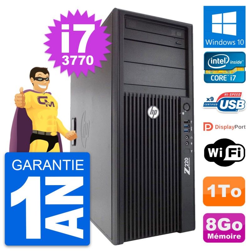 HP WorkStation Z220 Intel i7-3770 8GB RAM 1TB HDD Windows 10 WiFi