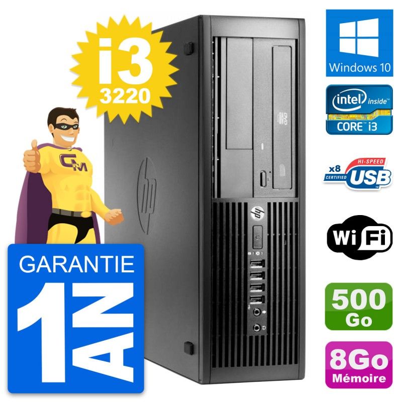 HP Pro 4300 SFF PC - Intel Core i3-3220, 8GB RAM, 500GB Hard Drive, Windows 10, WiFi