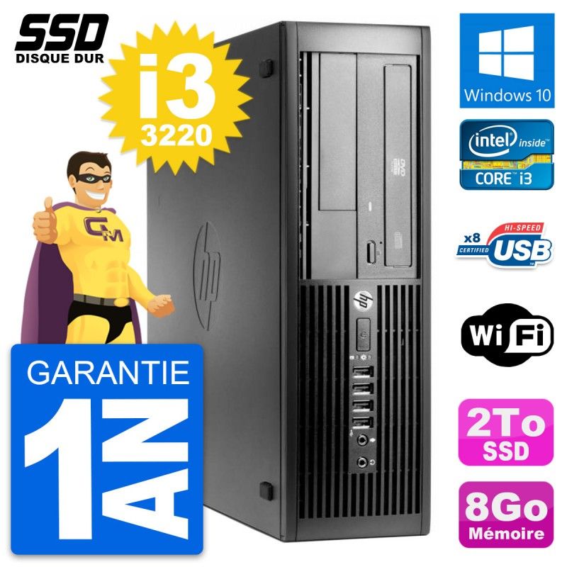 HP Pro 4300 SFF Desktop PC - Intel Core i3-3220, 8GB RAM, 2TB SSD, Windows 10, WiFi