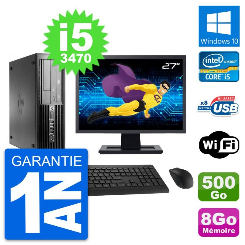 HP Pro 4300 SFF Desktop Computer, 27" Screen, Intel i5-3470, 8GB RAM, 500GB HDD, Windows 10, WiFi