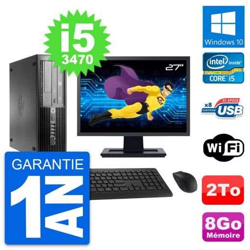 HP Pro 4300 SFF PC - 27" Screen, Intel i5-3470, 8GB RAM, 2TB HDD, Windows 10, WiFi