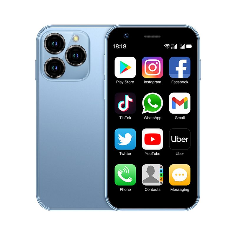 SOYES XS16 Mini Phone, 3.0 Inch, 4G LTE, 2GB RAM, 16GB ROM, Android 10.0, Quad Core, 2000mAh Battery, Type-C, Dual Standby, Blue