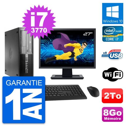 HP Pro 4300 SFF Desktop PC - 27" Screen, Intel i7-3770, 8GB RAM, 2TB HDD, Windows 10, WiFi