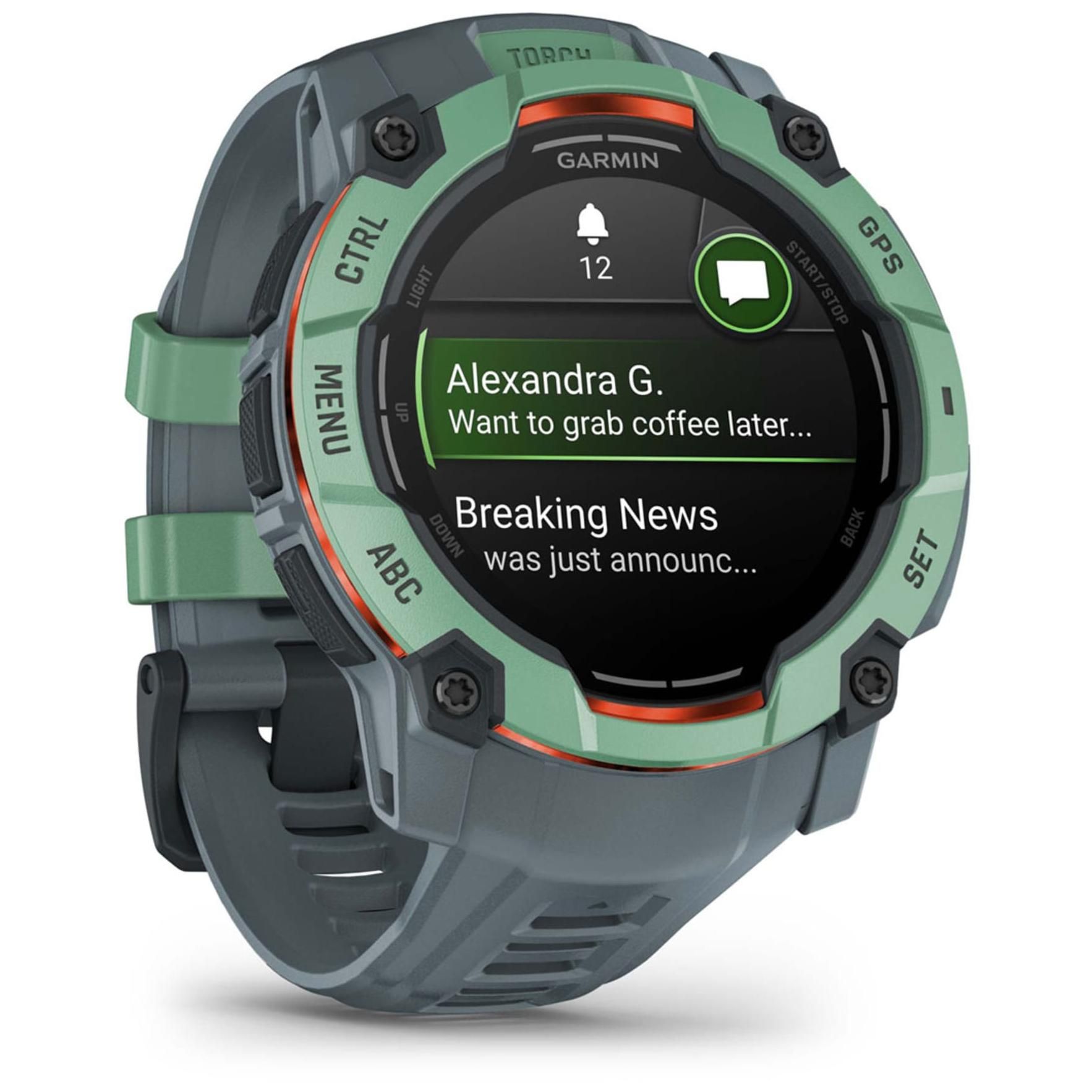 Garmin Instinct 3 AMOLED - Green with Silicone Grey Strap - GPS (010-03020-01)