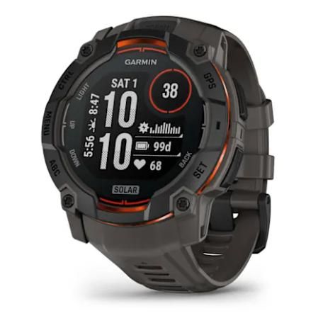 Garmin Instinct 3 Solar - Black with Silicone Carbon Fiber Band - GPS (010-02935-00)