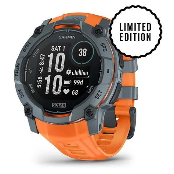 Garmin Instinct 3 Solar 50mm - Orange with Silicone Orange Strap - GPS (010-02935-01)