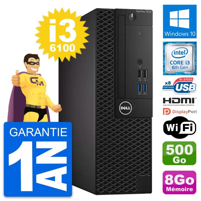 Dell OptiPlex 3050 SFF - Intel Core i3-6100, 8GB RAM, 500GB HDD, HDMI, WiFi
