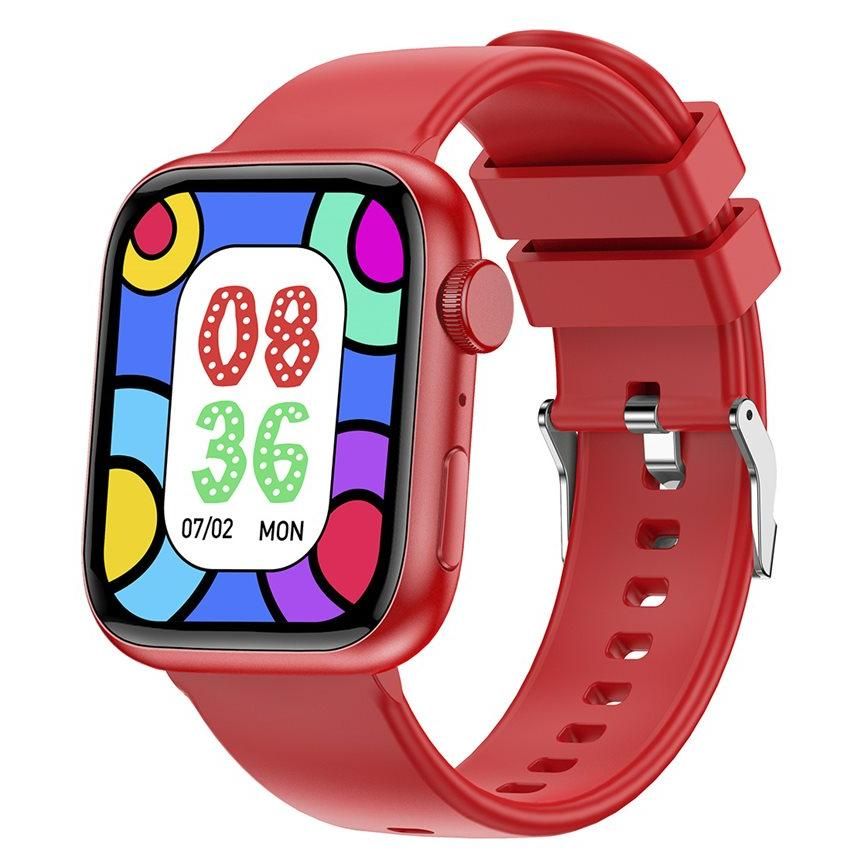 Reloj inteligente Forever IGo Watch 3 JW-500 - Aleación de zinc con correa de silicona - Tamaño de muñeca hasta 220 mm - Pantalla de 1.83'' - Bluetooth - 52 g - Rojo