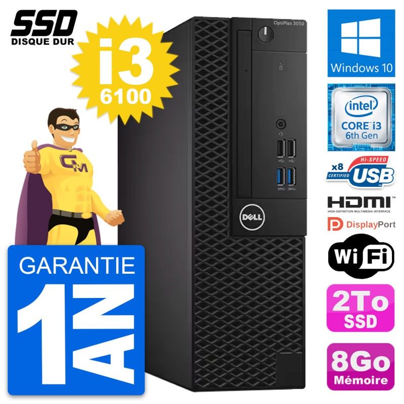 Dell OptiPlex 3050 SFF PC - Intel i3-6100, 8GB RAM, 2TB SSD, HDMI, Wi-Fi