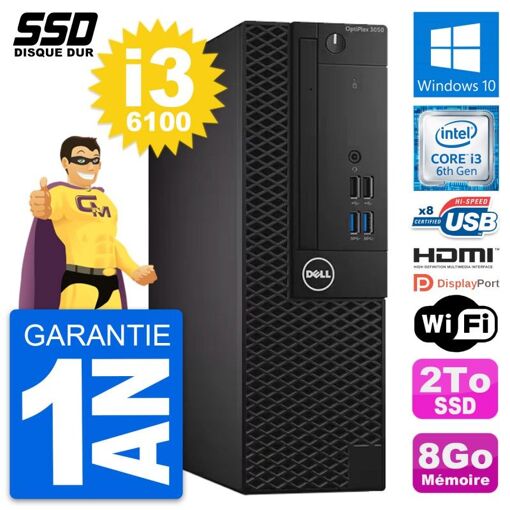 Dell OptiPlex 3050 SFF PC - Intel i3-6100, 8GB RAM, 2TB SSD, HDMI, Wi-Fi