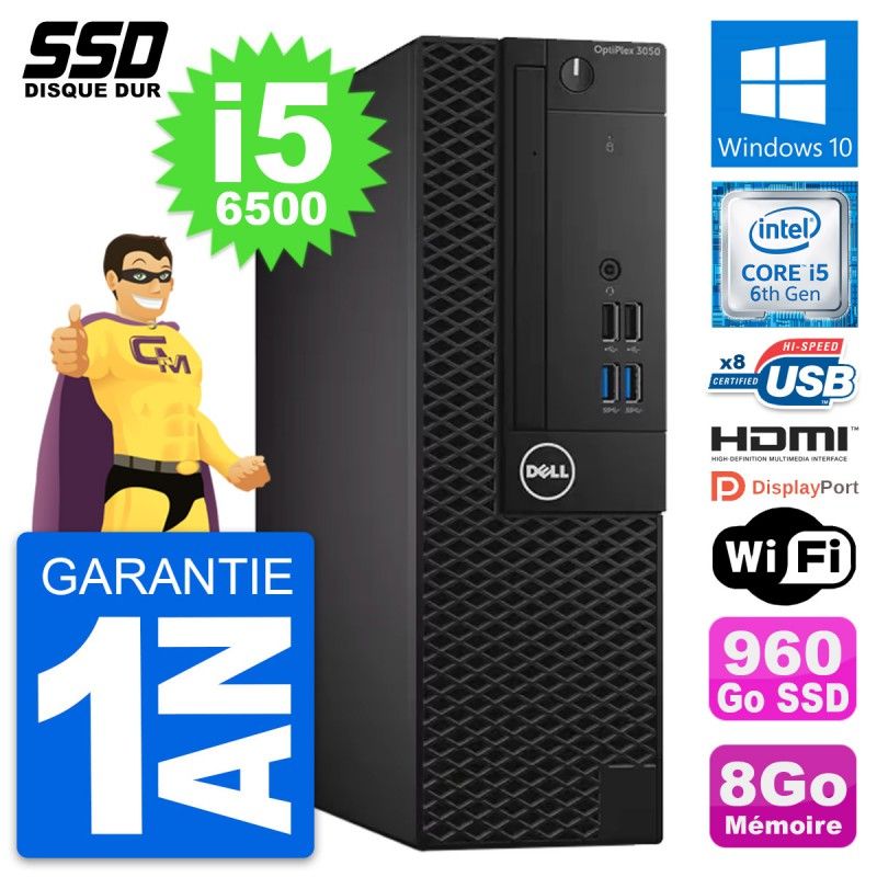 Dell OptiPlex 3050 SFF - Core i5-6500, 8GB RAM, 960GB SSD, HDMI, Wi-Fi, Windows 10