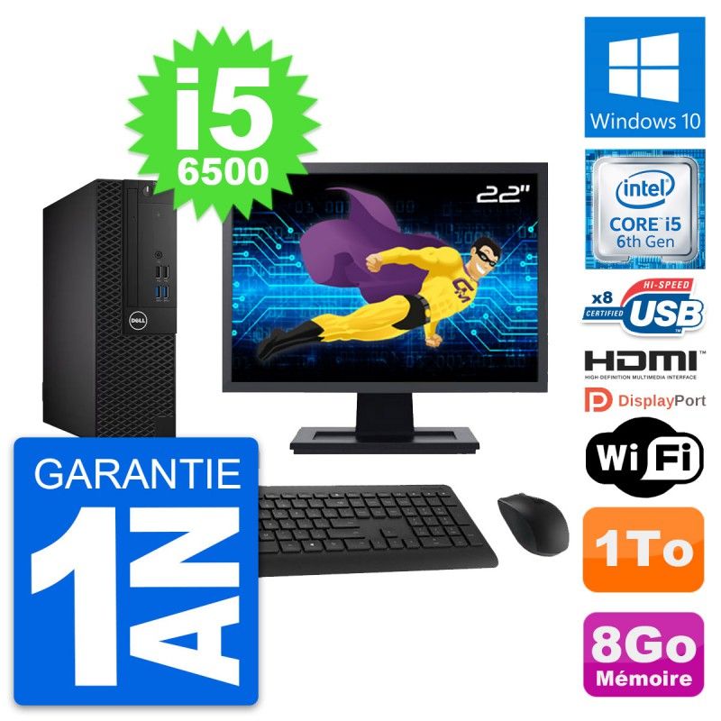 Dell OptiPlex 3050 SFF Computer - 22' Screen, Intel i5-6500, 8GB RAM, 1TB HDD, HDMI, WiFi